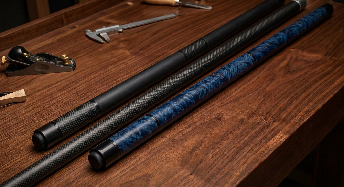 CUEBOTS Z Fusion Phantom Black vs Blue Burl: Carbon Fiber Comparison