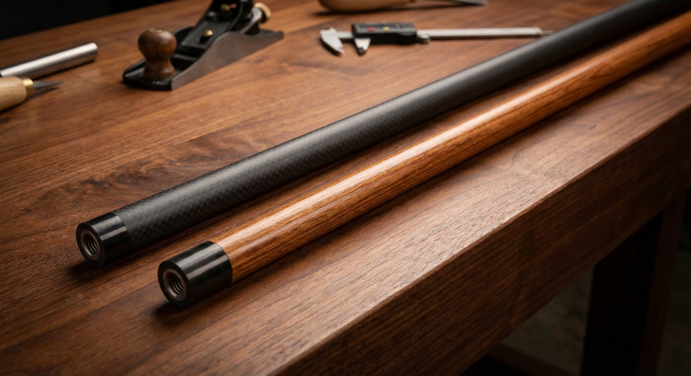 HMQQ Pool Cue Comparison: Carbon Fiber vs. Fiberglass Models