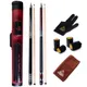 CUESOUL House Bar Pool Cue Sticks, 2-Pack with Red Case