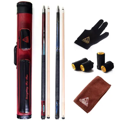 CUESOUL House Bar Pool Cue Set, 2 Cues + Wine Red Case