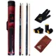 CUESOUL House Bar Pool Cue Set, 2 Cues + Wine Red Case