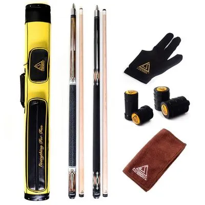 CUESOUL House Bar Pool Cue Sticks 2-Pack with Yellow Case