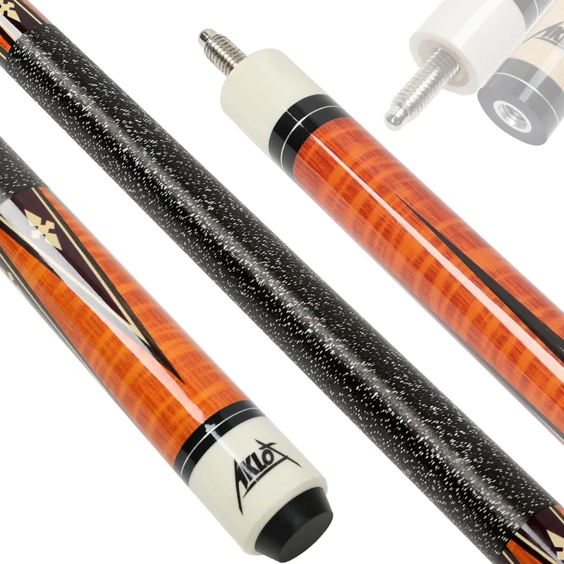 AKLOT Pool Cue Stick 19oz - Orange with Wrapped Grip
