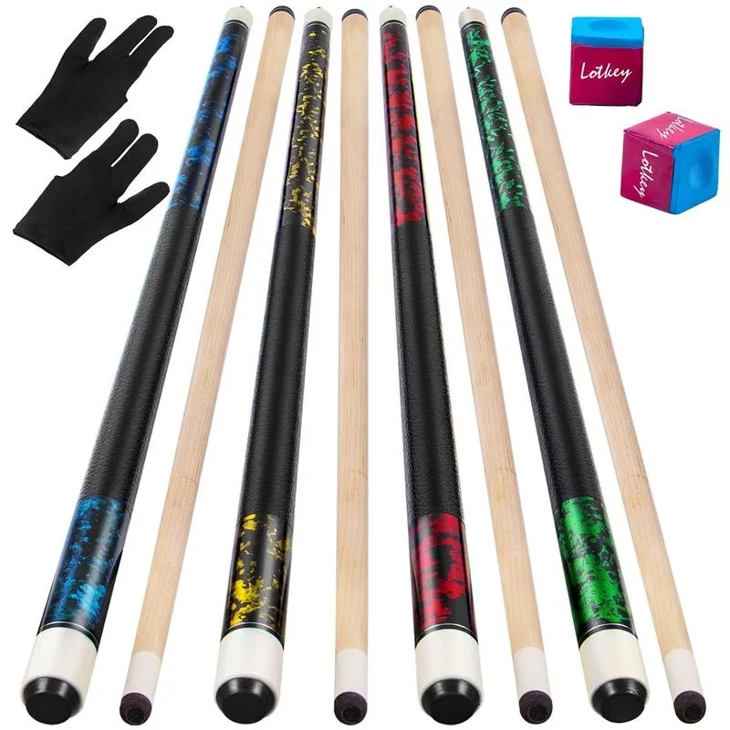 LOTKEY Pool Cue Sticks 4-Pack 58"