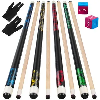 LOTKEY Pool Cue Sticks 4-Pack 58"